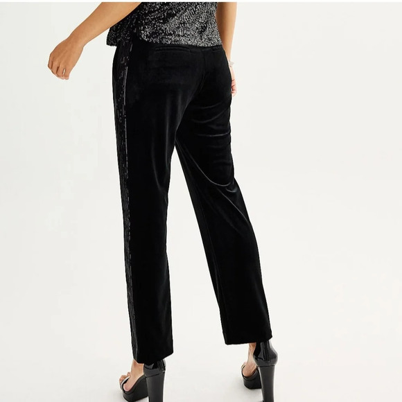 Draper james women's velvet fly front pants with side sequin size 10 bla… - Picture 4 of 13